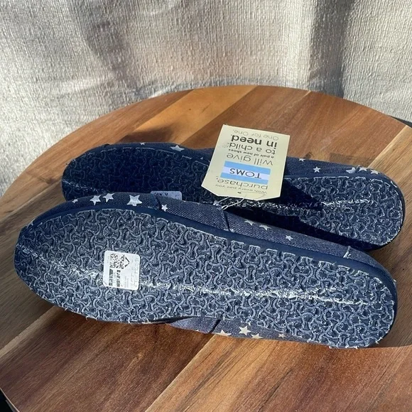 TOMS Wmn Classic Navy Stars Size 10 - Picture 9 of 9